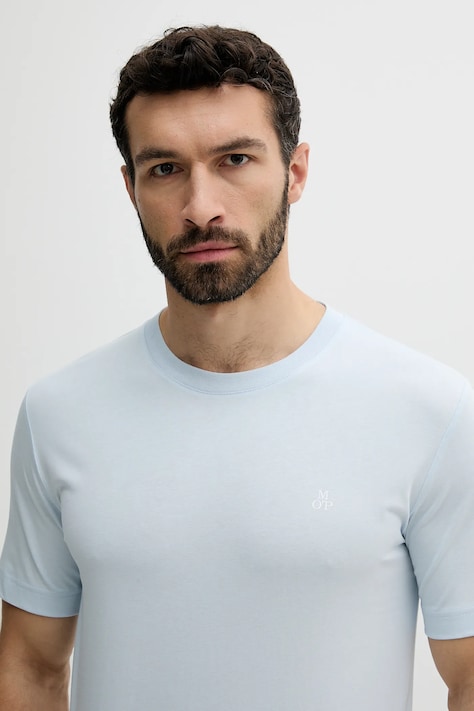 Памучна тениска Marc O'Polo в синьо с изчистен дизайн 524201251054