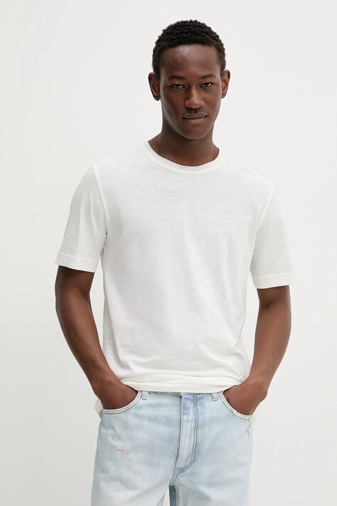 Marc O'Polo t-shirt bawełniany męski kolor beżowy gładki 536217651270