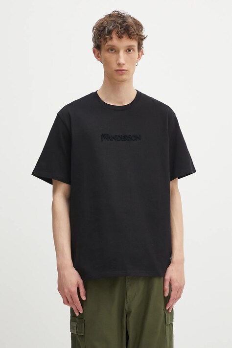 Бавовняна футболка JW Anderson Logo Embroidery колір чорний з аплікацією JT0258.PG1510.999