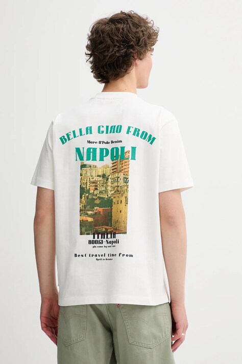 Marc O'Polo t-shirt bawełniany męski kolor biały z nadrukiem 5000007261