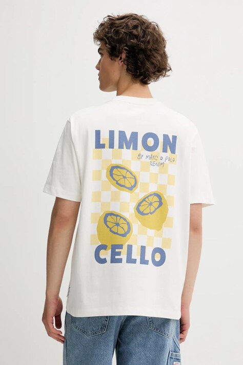 Marc O'Polo t-shirt bawełniany męski kolor biały z nadrukiem 5000007263