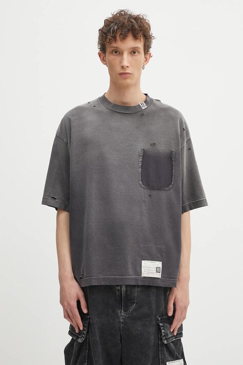 Хлопковая футболка Maison MIHARA YASUHIRO Sun Faded Tee цвет серый однотонная A14TS611
