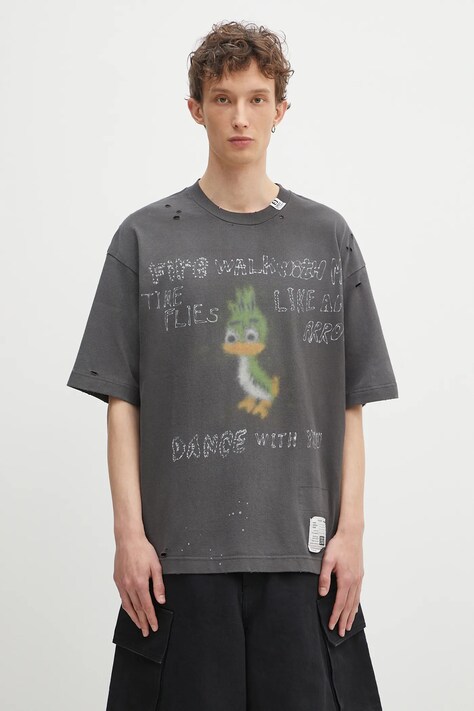 Бавовняна футболка Maison MIHARA YASUHIRO Distressed Tee колір чорний з принтом J14TS752