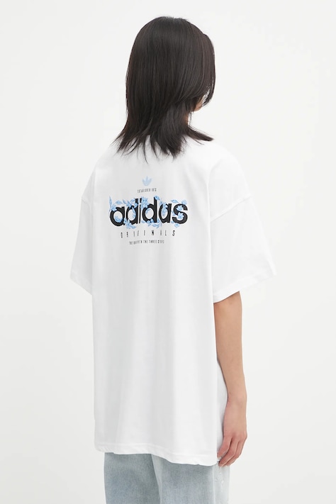 Bavlnené tričko adidas Originals Florals Logo pánske, biela farba, s potlačou, KE6586