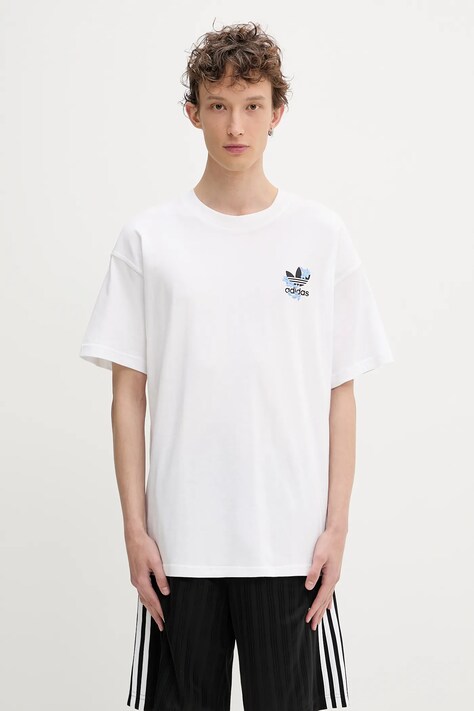 Bavlněné tričko adidas Originals Florals Logo pánské, bílá barva, s potiskem, KE6586