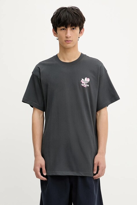 adidas Originals t-shirt bawełniany Florals Logo męski kolor czarny z nadrukiem KE6587