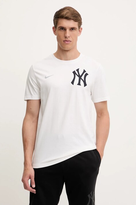 Nike t-shirt bawełniany New York Yankees męski kolor biały z nadrukiem N199-10A-NK-9UX