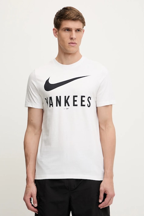 Nike t-shirt bawełniany New York Yankees męski kolor biały z nadrukiem N199-10A-NK-PA7
