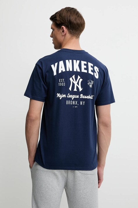 Nike tricou din bumbac New York Yankees culoarea bleumarin, cu imprimeu, 01AY-44B-NK-32K