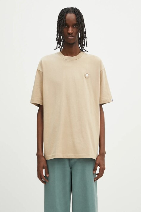 AAPE tricou din bumbac Now culoarea bej, neted, AAPTEM1598XXO