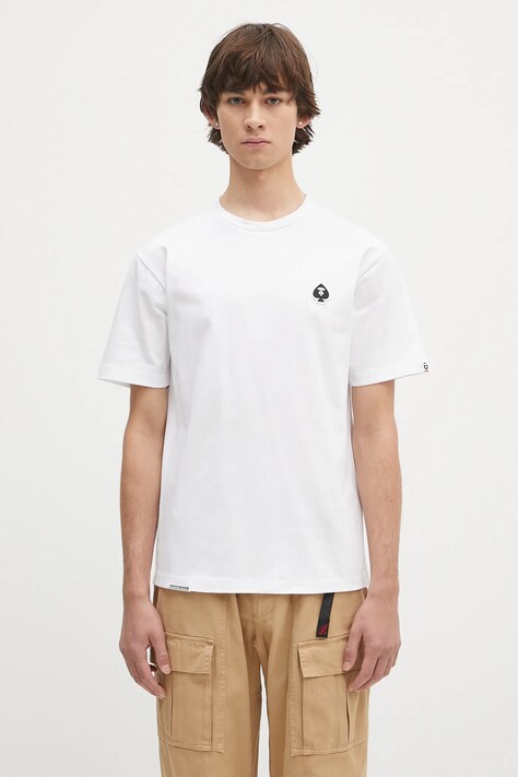 Бавовняна футболка AAPE Spades Now колір білий однотонна AAPTEM1599XXO