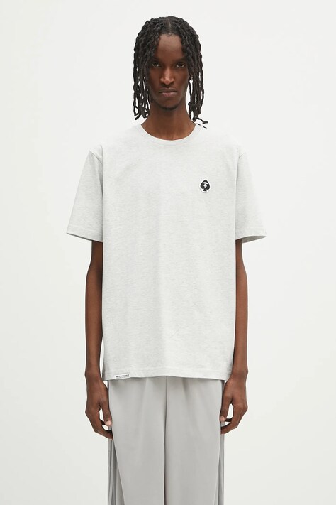 Памучна тениска AAPE Spades Now в сиво с меланжов десен AAPTEM1599XAO