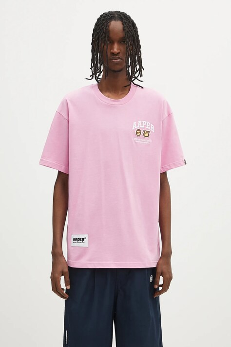 AAPE tricou din bumbac Basic Aaper culoarea roz, cu imprimeu, AAPTEM1611XXO