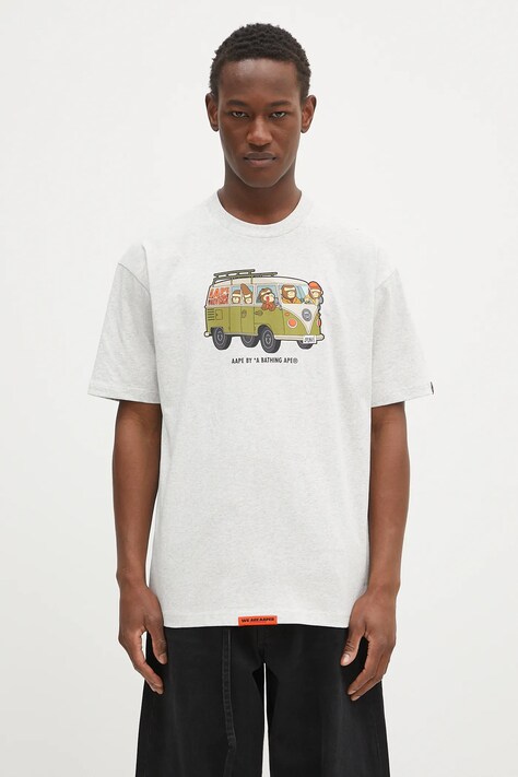 AAPE cotton t-shirt Theme Aaper gray color with a print AAPTEM1617XAO