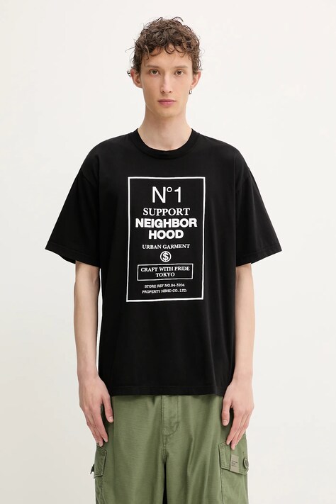 NEIGHBORHOOD t-shirt bawełniany Nh . Tee Ss-15 męski kolor czarny z nadrukiem 251PCNH.ST15