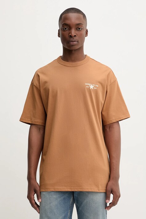 Converse t-shirt bawełniany męski kolor pomarańczowy z nadrukiem 10027997-A04