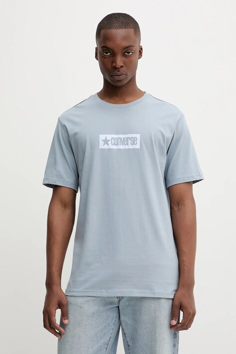 Converse t-shirt bawełniany męski kolor niebieski z nadrukiem 10027995-A06