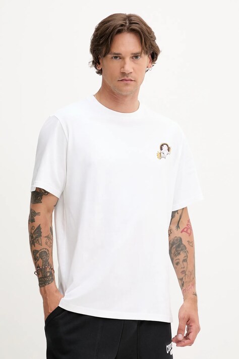 Converse t-shirt bawełniany męski kolor biały z nadrukiem 10027713-A02