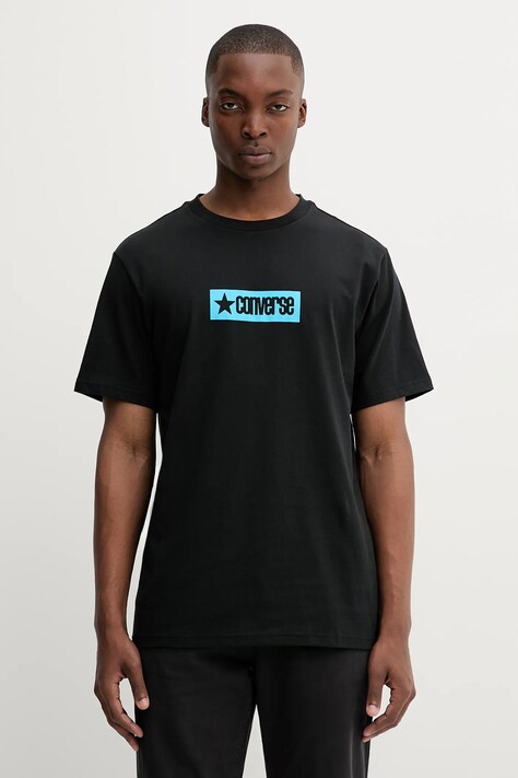 Converse t-shirt bawełniany męski kolor czarny z nadrukiem 10027995-A05