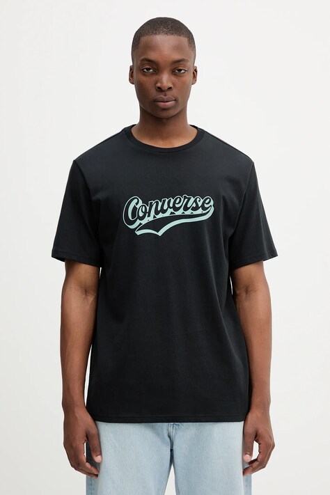 Converse t-shirt bawełniany męski kolor czarny z nadrukiem 10027994-A04