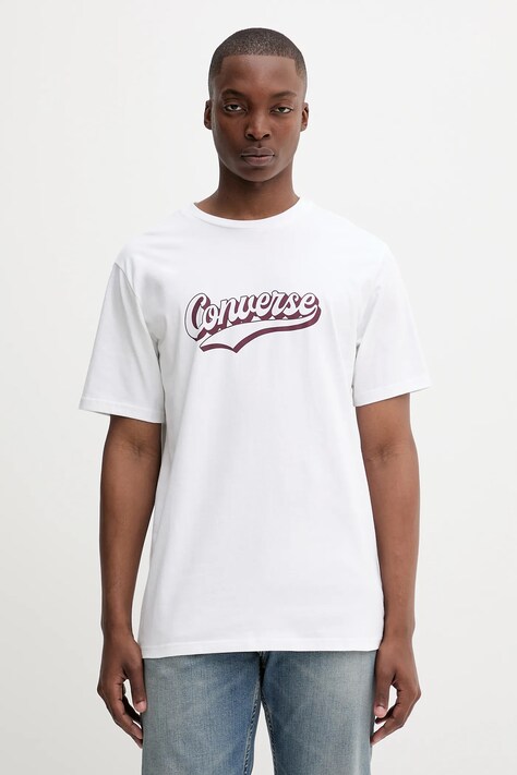 Converse t-shirt bawełniany męski kolor biały z nadrukiem 10027994-A06