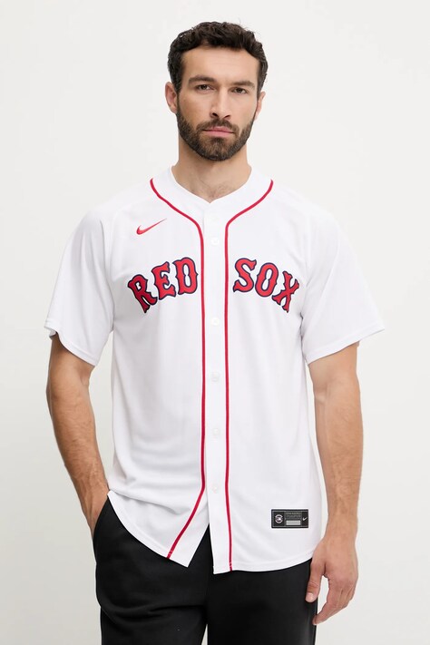 Nike koszula Boston Red Sox męska kolor biały relaxed ze stójką LM25-BQHO-BQ-1U2