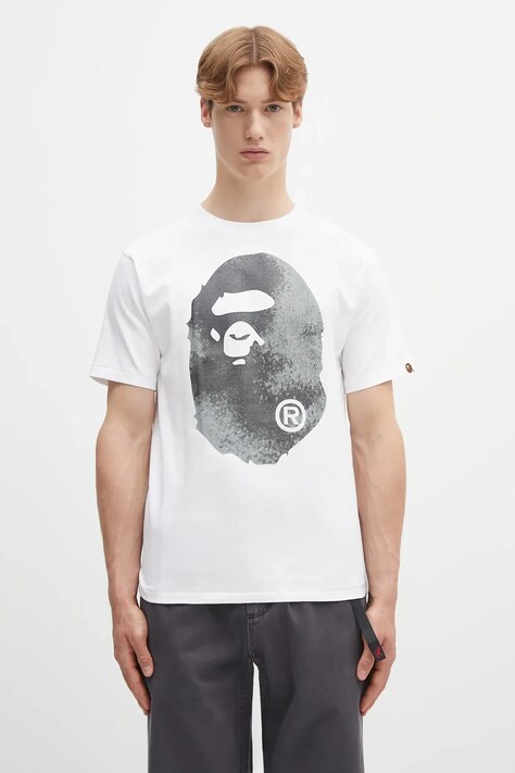 A Bathing Ape cotton t-shirt High Tone Bleach Big Ape Head white color with a print 1L30110045