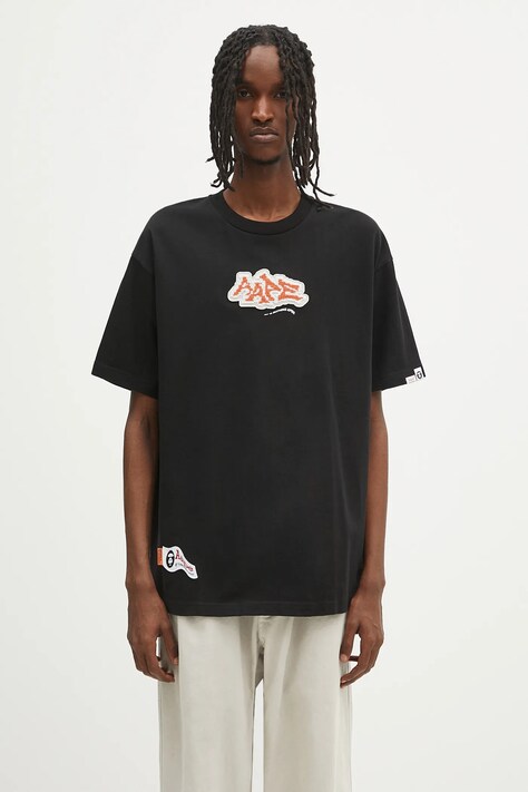 AAPE cotton t-shirt Fancy Main black color with a print AAPTEM1567XXN