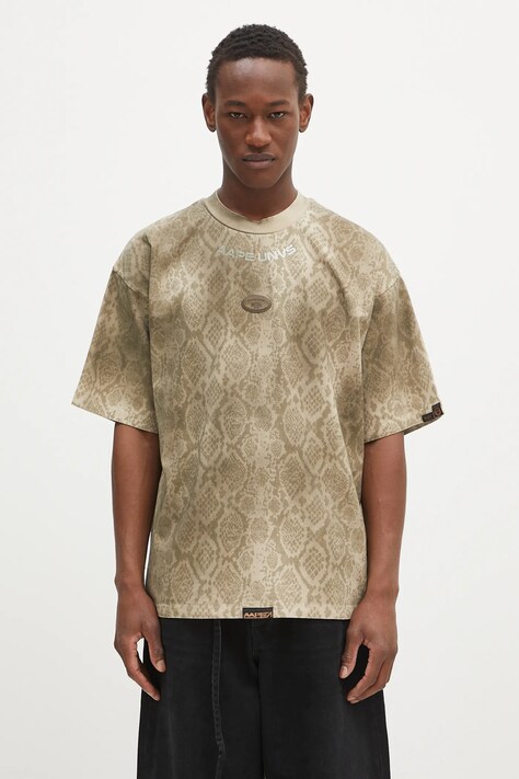 AAPE tricou din bumbac Fancy Main culoarea bej, cu imprimeu, AAPTEM1569XXN