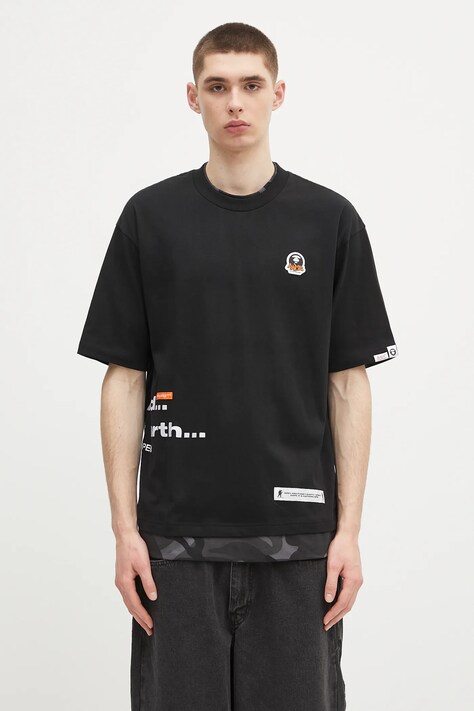 AAPE cotton t-shirt Fancy Main black color with an application AAPTEM1565XXN