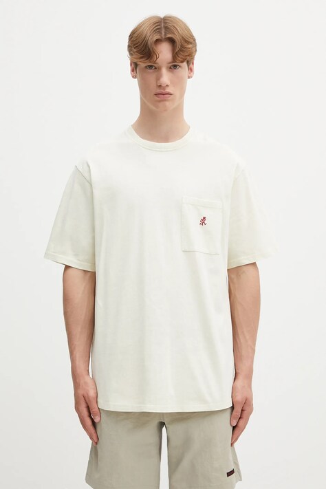 Gramicci tricou din bumbac One Point Tee Pigment Dyed culoarea bej, cu imprimeu, G304.OGJ.PG