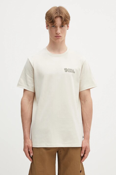 Хлопковая футболка Fjallraven Fjällräven Heavy Classic T-shirt цвет бежевый с принтом F12600232