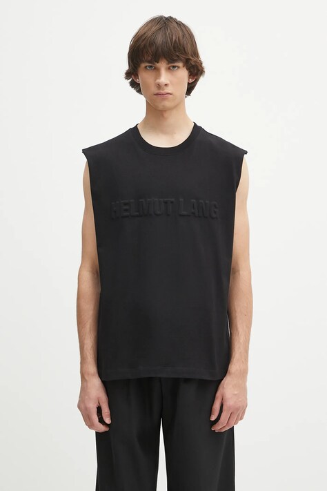 Хлопковая футболка Helmut Lang EMBOSSED.TANK.ROUNDE цвет чёрный P01HM502