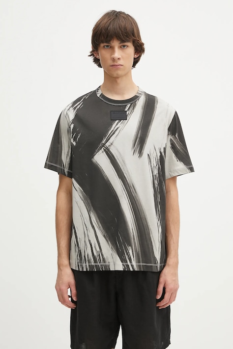 Helmut Lang t-shirt bawełniany FEATHER.T.BRUSHSTROK męski kolor szary wzorzysty P02HM505
