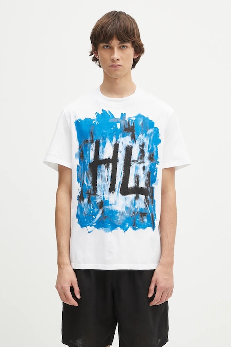 Helmut Lang t-shirt bawełniany SCRIBBLE.T2.MAL.LT. męski kolor biały z nadrukiem P02HM509