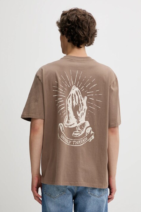 The Ragged Priest t-shirt bawełniany męski kolor brązowy z nadrukiem RPSS252053JS