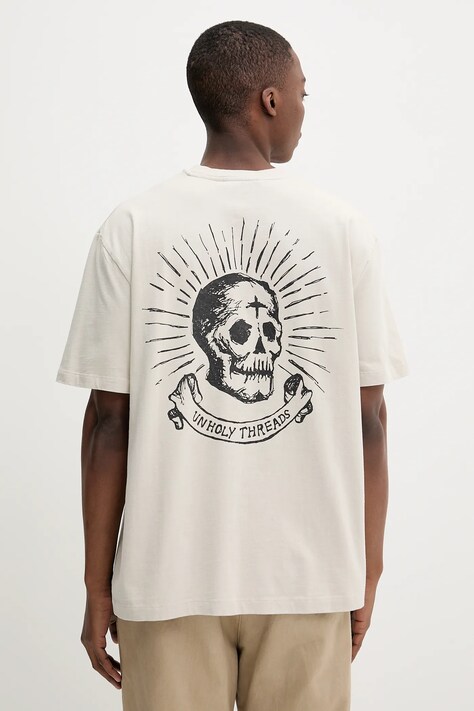 The Ragged Priest tricou din bumbac culoarea bej, cu imprimeu, RPSS252056JS