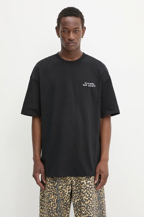 Хлопковая футболка Flowers for Society Handshake T Shirt цвет чёрный с принтом FFSAPP131