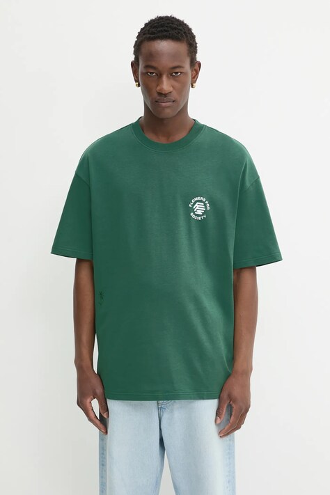 Хлопковая футболка Flowers for Society Logo Shirt цвет зелёный с принтом FFSAPP133