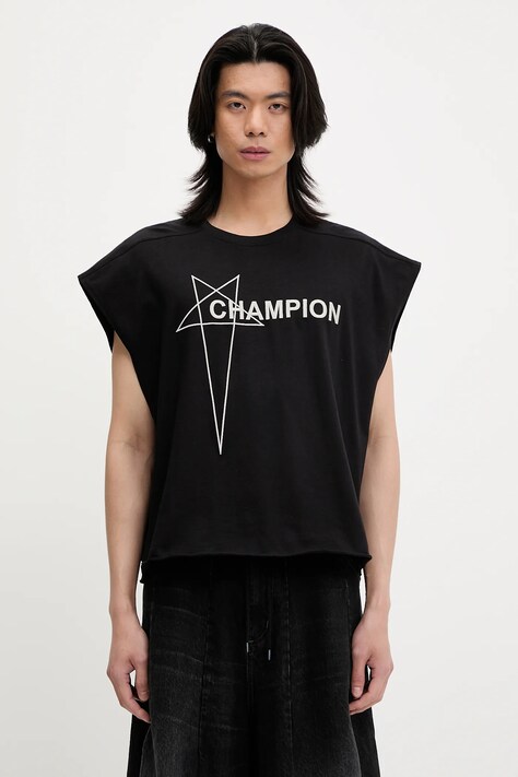 Бавовняна футболка Rick Owens DRKSHDW Knitted - Micro Tatlin T 221668 колір чорний з аплікацією CM01E1668.CHJG