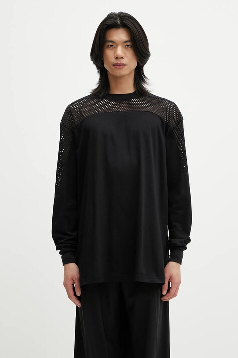 Бавовняний лонгслів Rick Owens DRKSHDW Knitted - Girdered T 221673 колір чорний однотонна CM01E1673.CHJGOM