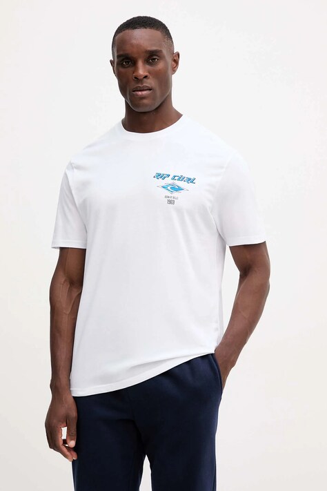 Bavlněné tričko Rip Curl pánské, fialová barva, s potiskem, 0CAMTE