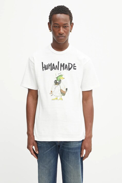 Human Made t-shirt bawełniany Knitted męski kolor biały z nadrukiem HM29TE014