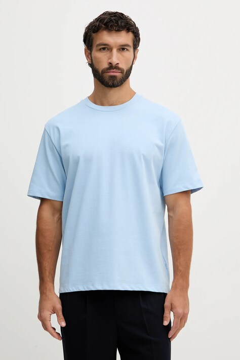 Lindbergh t-shirt bawełniany męski kolor niebieski gładki 30.400120