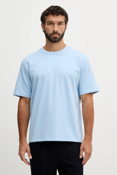 Lindbergh t-shirt bawełniany męski kolor niebieski gładki 30.400120