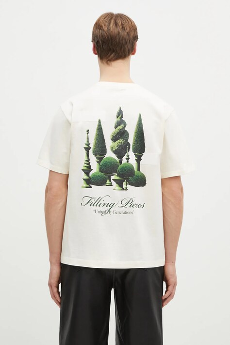 Bavlněné tričko Filling Pieces béžová barva, s potiskem, 74499849936