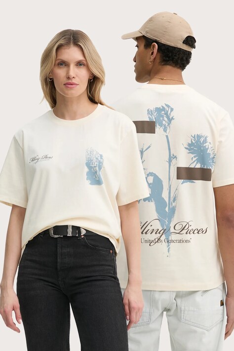 Filling Pieces cotton t-shirt beige color with a print 74499859936