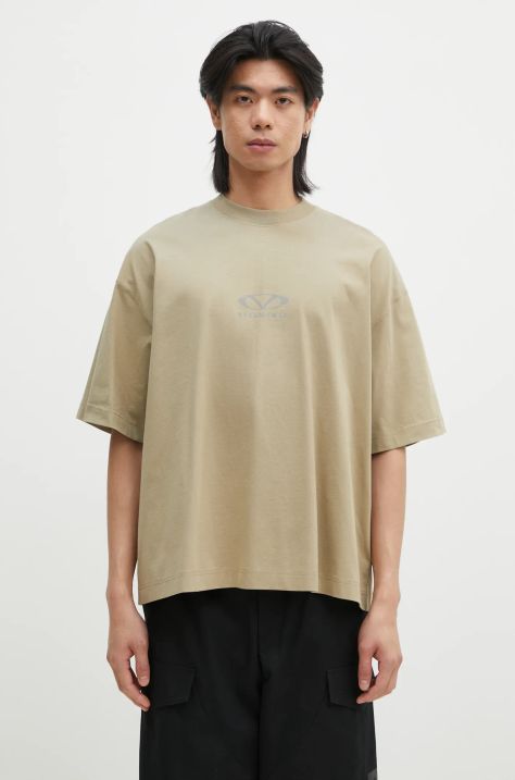 VETEMENTS t-shirt bawełniany Oval Logo Cropped Boxy kolor beżowy z nadrukiem UA66TR600T