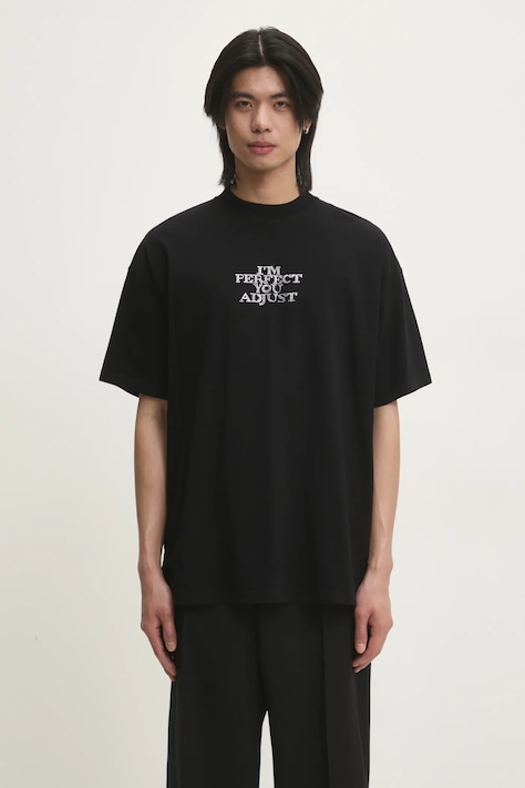 VETEMENTS tricou din bumbac I'M Perfect You Adjust Regular culoarea negru, cu imprimeu, UA66TR680B