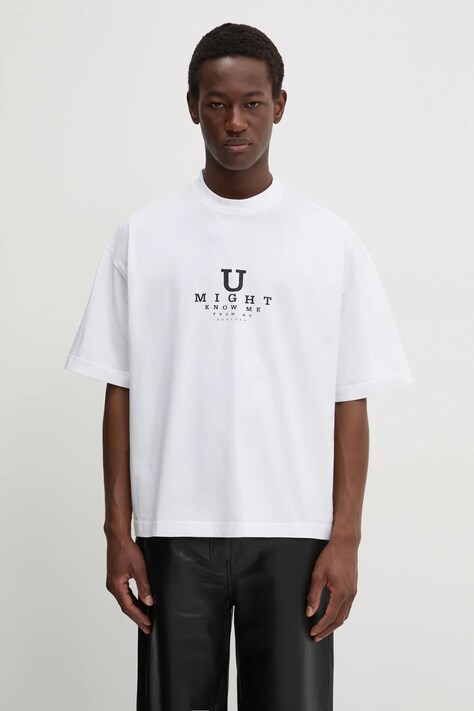 VETEMENTS t-shirt in cotone U Might Know Me Cropped Boxy colore bianco UA66TR760W